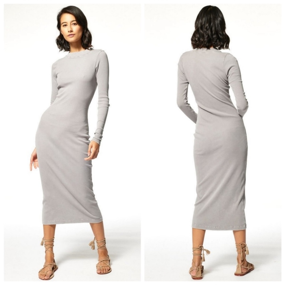 Young Fabulous & Broke Gray Ribbed Bodycon Dress